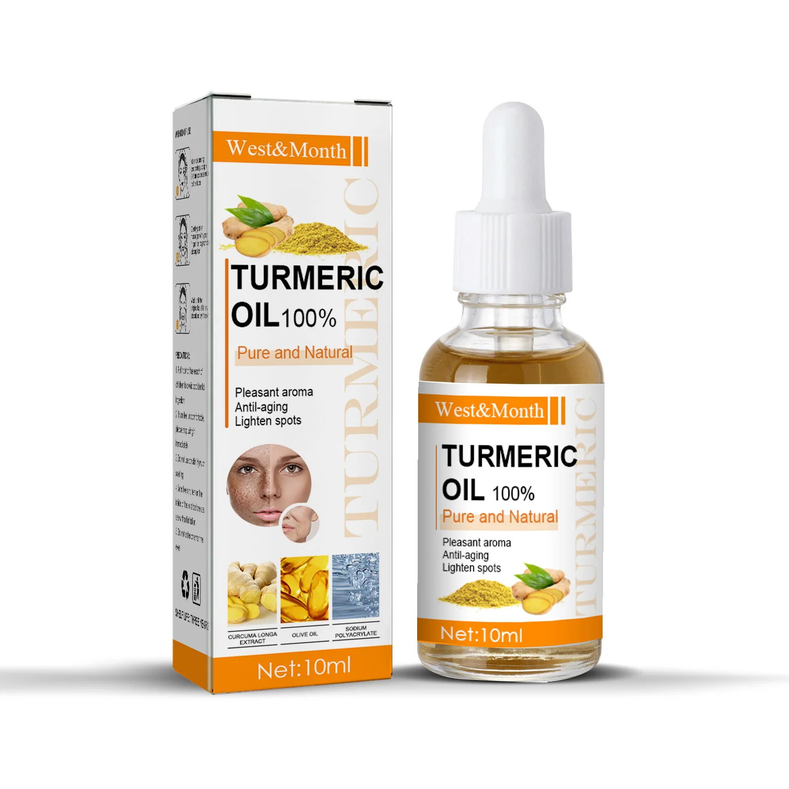 10ml Turmeric Essential Oil Moisturizing Tightening Brightening Reducing Fine Lines Oil Control Natural Pure Skin Rejuvenation images - 6