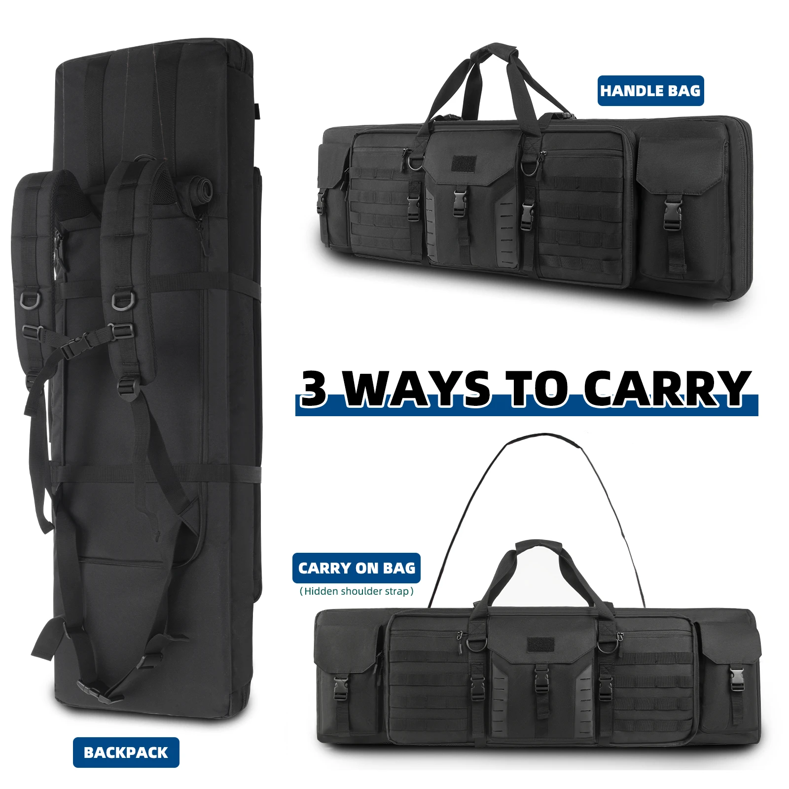 

Мягкая двойная сумка для винтовки 42 дюйма, классический длинный чехол для пистолета с сумкой для пистолета, тактический рюкзак для стрельбы и охоты, доступная длина