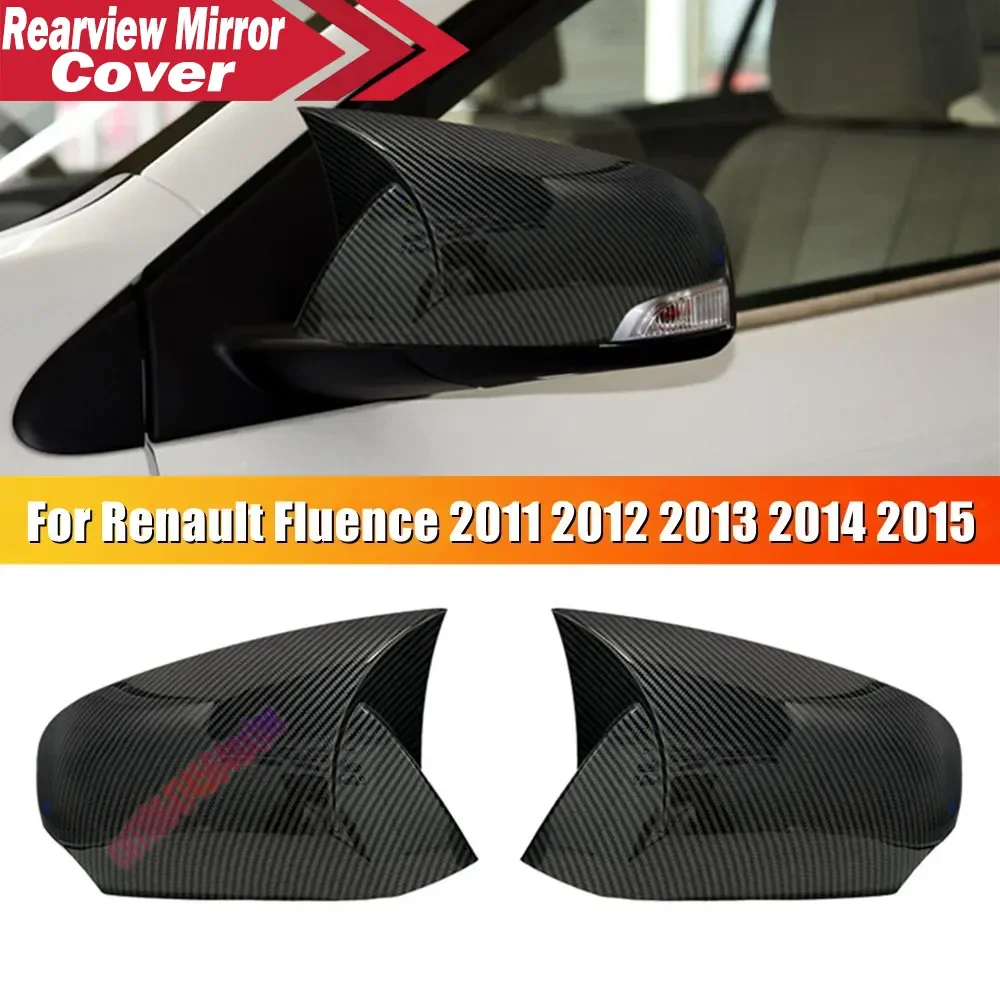 For Renault Fluence 2011-2015 Car Rearview Side Mirror Cover Wing Cap Exterior Door Housing Trim Adhesive Sticker