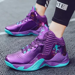 New Arrivals Purple Unisex Sneakers High Top Breathable Comfy  Men‘s Basketball Sneakers Non-slip Wearable Woman Sports Sneakers