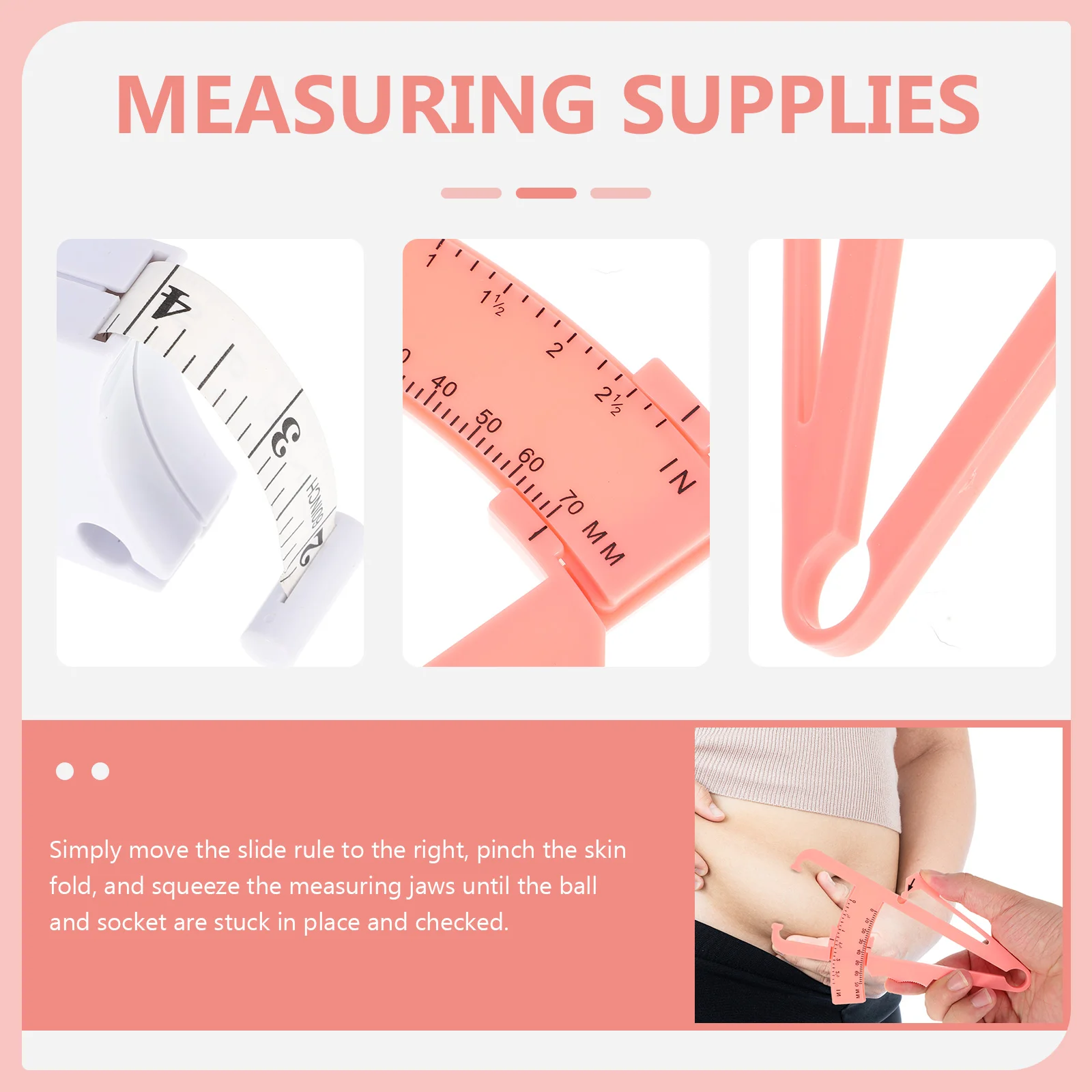 Digital Calipers Fat Waist Ruler Skinfold Body Measure Device Measuring Supplies 1650X1040X050CM Tape Tool Useful Portable