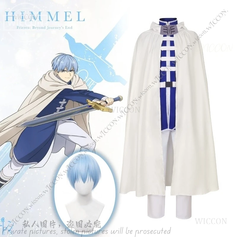 

Himmel Anime Frieren: Beyond Journey's End Косплей Костюм Парик Женщина Мужчина The Brave Frieren Cape Синий Парик Набор для Хэллоуина Cos