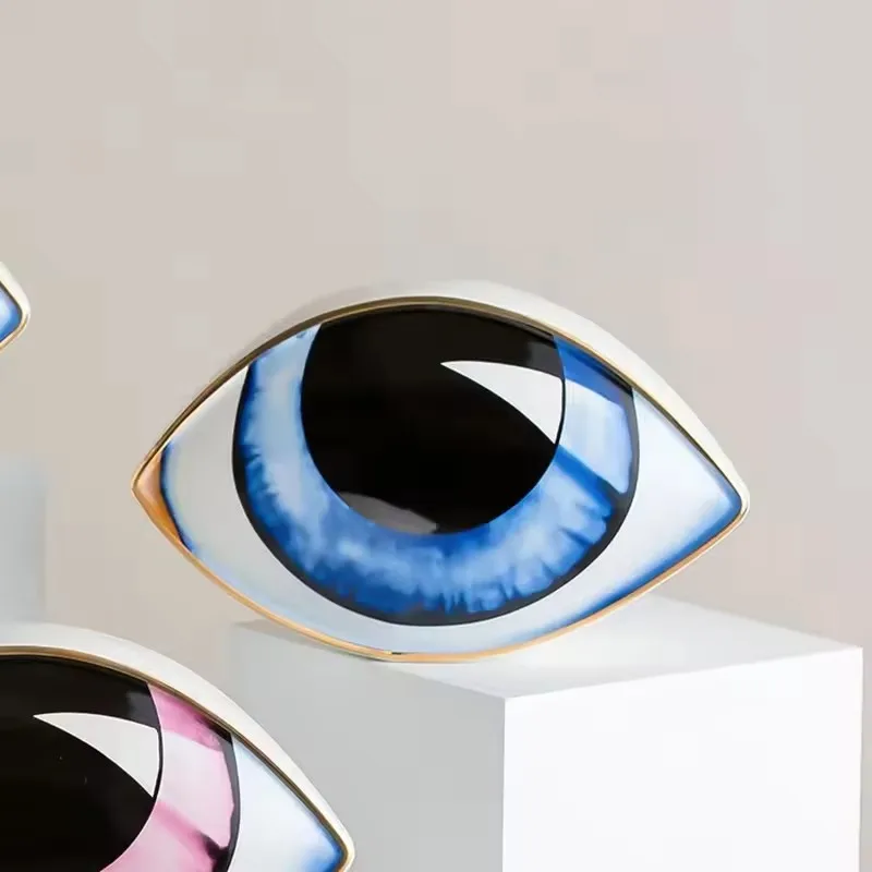 Kreative Blaue Bösen blick Statue Glück Auge Figuren Dekor Keramik Handwerk Desktop Ornamente Hause Wohnzimmer Dekoration Geschenke