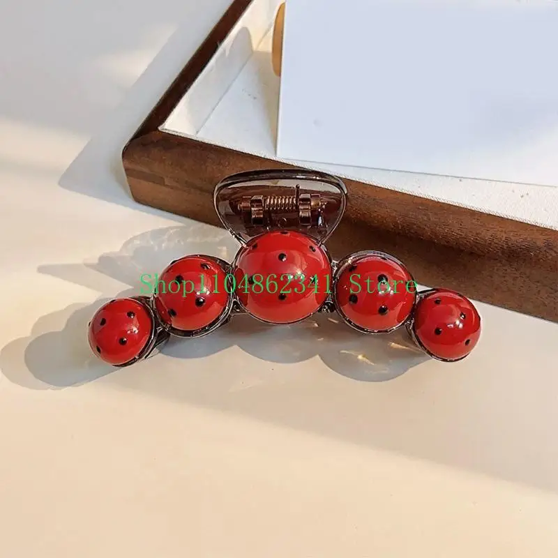 

652F Hair Claw Clip Princess Theme Hair Jaw Clamps Ladybird Hair Catch Barrettes Strong Hold Hairpin for Girls