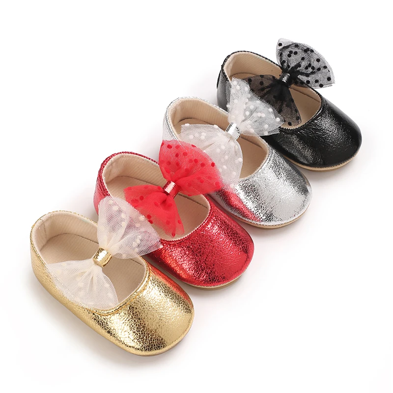 

0-12 months baby walking shoes Spring and Autumn soft leather princess shoes Bow soft sole shoes Women's baby walking shoes