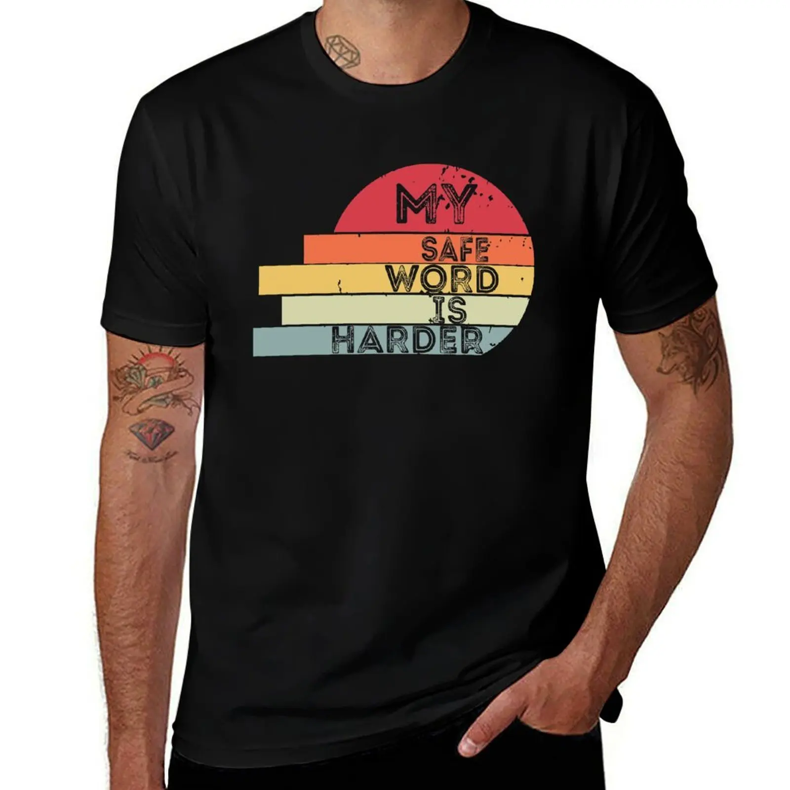 My Safe Word is Harder 2024 Funny Vintage Saying. T-Shirt Holiday Lightweight T-Shirt
