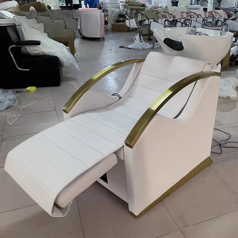 Luxury Antique Salon Equipment Treatment Therapy Full Body Massage Pedicure Shampoo Bed with Massage Funtion and Basin