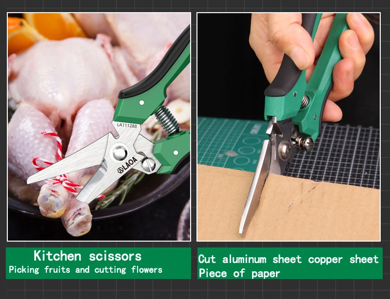 LAOA Stainless Steel Multifunctional Serrated Powerful Scissors Electrician's Scissors