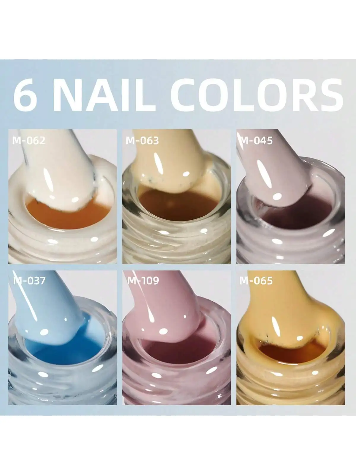 XEIJAYI 6종 핑크 누드 블루 네일 젤 폴리쉬 세트, 세미 퍼머넌트 네일 아트, UV LED 네일 살롱, DIY 네일 살롱 젤