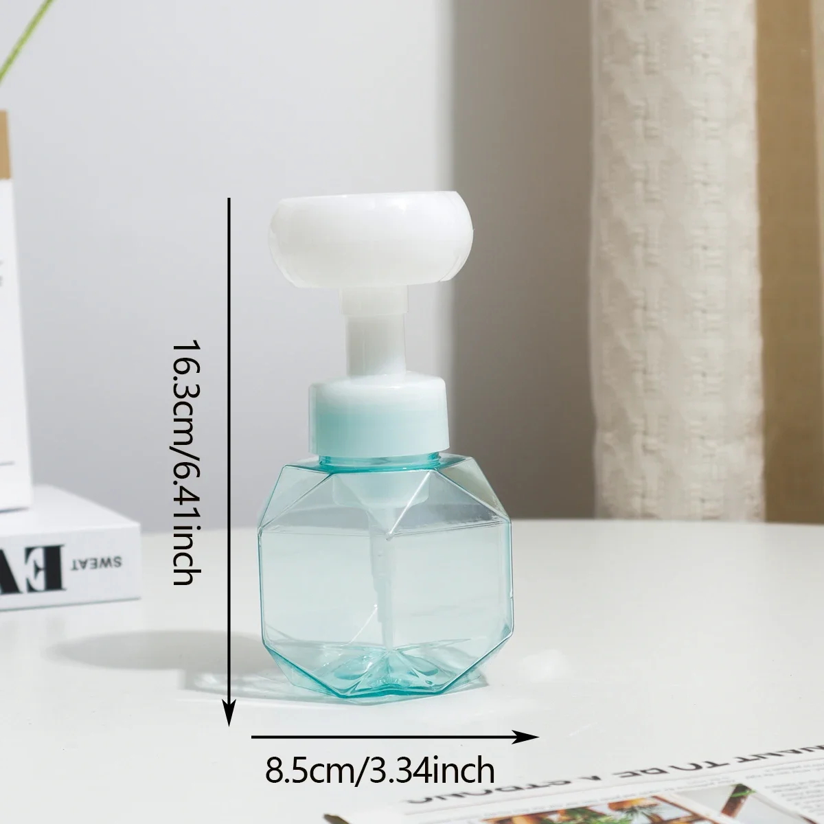 1pc-Flower Foaming Bottle 300ml, Empty Refillable Soap Dispenser With Floral Foam Pump, Bathroom Kitchen Home Decor