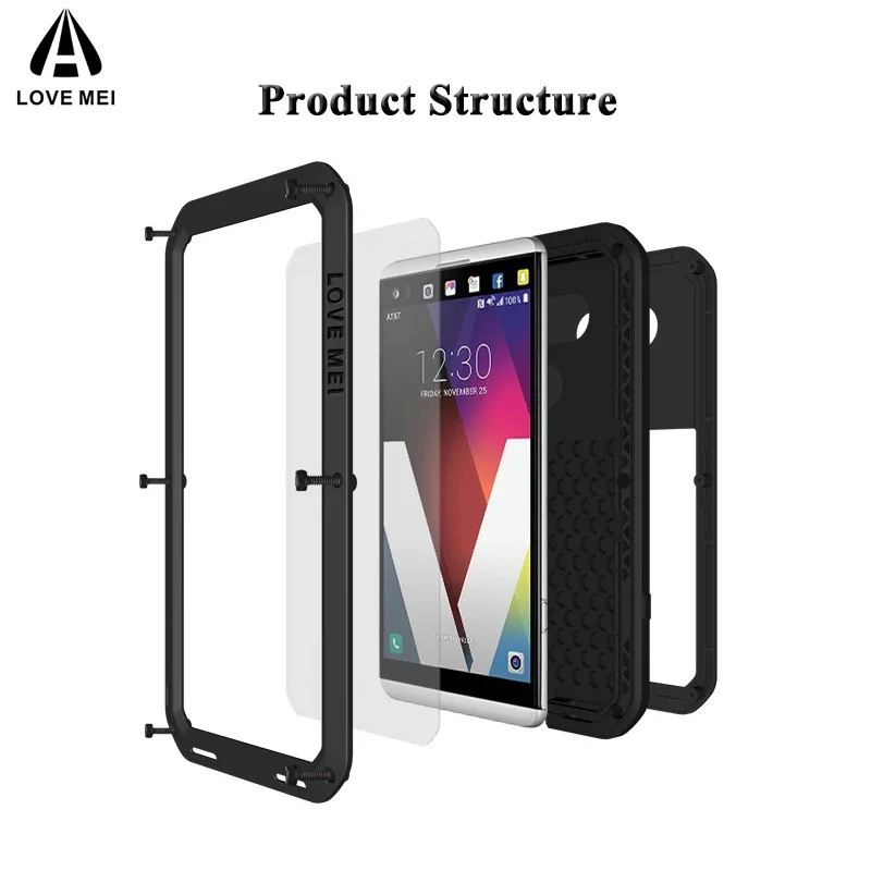 Love Mei Metal Case For LG V60 V30 G7 ThinQ ThinQ Shockproof Phone Case Cover For LG G7 ThinQ Full Body Anti-Fall Armor Case