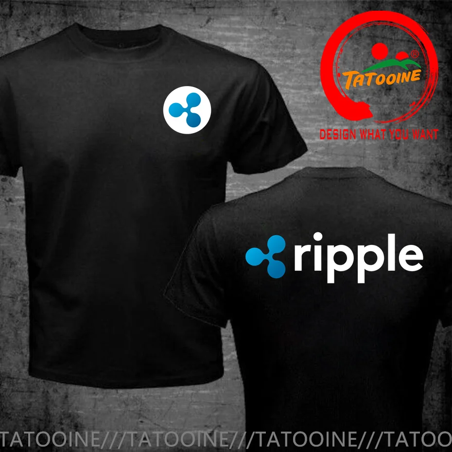 Front Back Printed Ripple XRP Logo T Shirt Men Bitcoin Crypto Cryptocurrency T-Shirt XRP Logo Coin Cryptocurrencies Miner TShirt