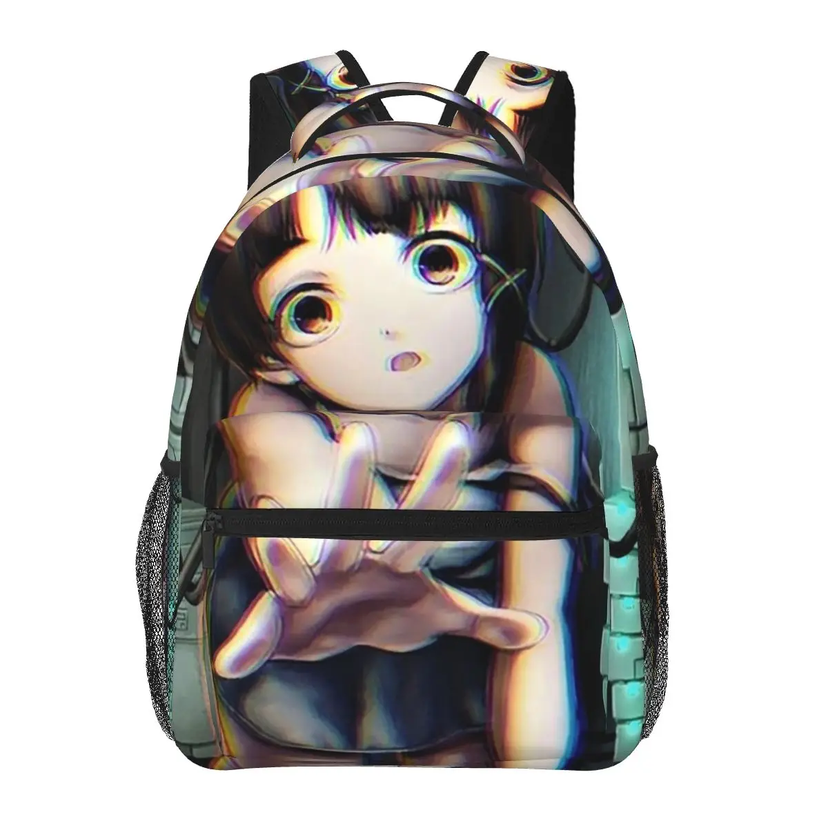 Glitchart Serial Experiments Lain Anime Student Backpack School Bag Hiking Travel Daypack for Men Women Bookbag Shoulder Bags