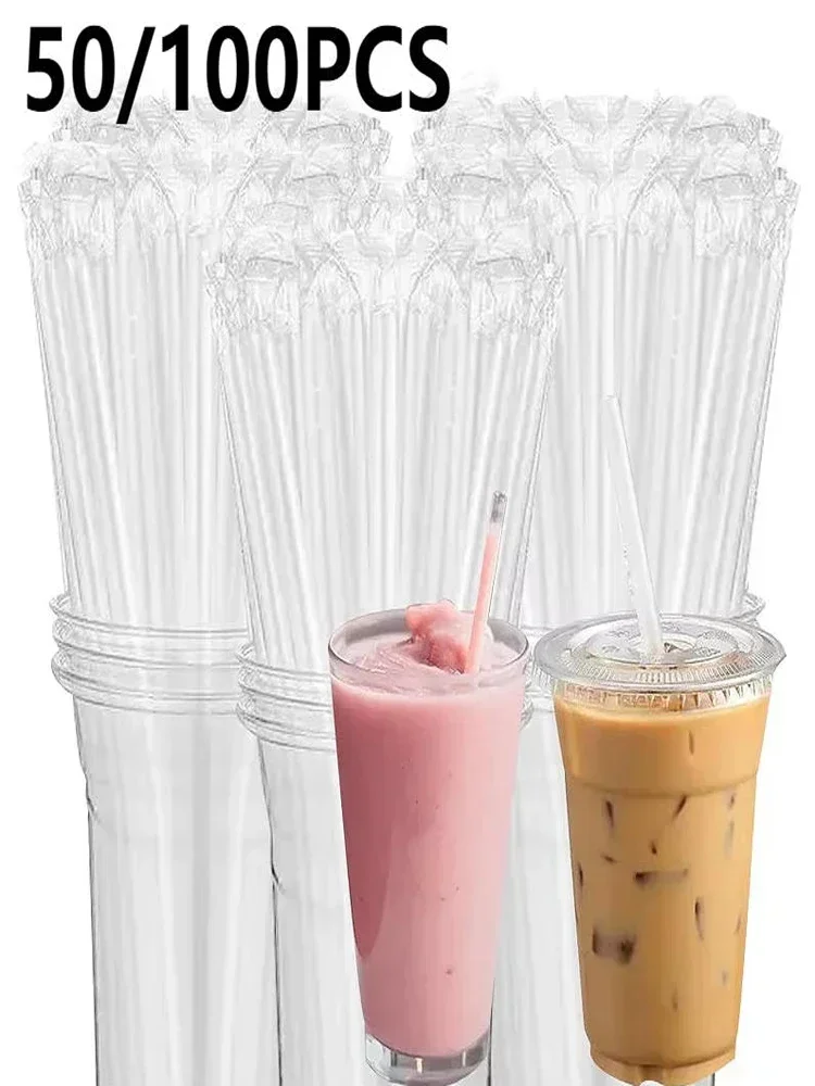 50-200 Stuks Wegwerp Transparante Rietjes Individueel Verpakte Rietjes Geschikt Voor Thuis Party Drankjes Melk Thee Milkshake Koffie - afbeelding 2