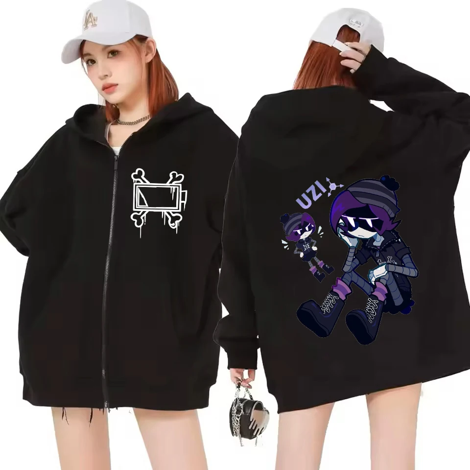 

Новая толстовка на молнии с принтом «Аниме Murder Drones» для мужчин и женщин, модная куртка оверсайз с графикой UZI и N, винтажные толстовки Y2K на молнии