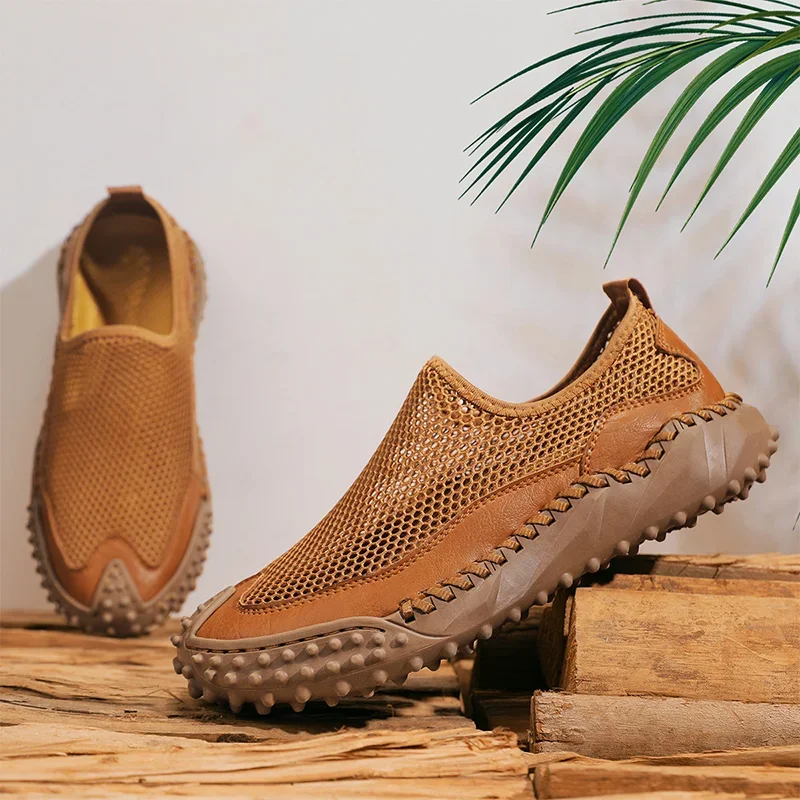 

Breathable Men's Mesh Sneakers Non-Slip Men Hollow Out Casual Shoes Outdoor Big Size 38-48 Loafers Lightweight Male Tennis Shoes