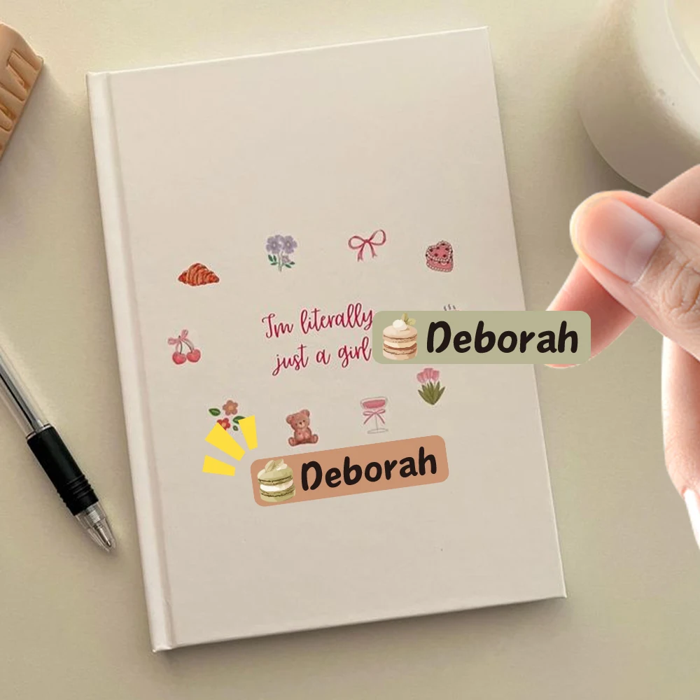 Custom dessert Name Sticker,Transparent Waterproof Stickers for Kids,diy Name Labels for School Bag Bottles Box Mug Uniform