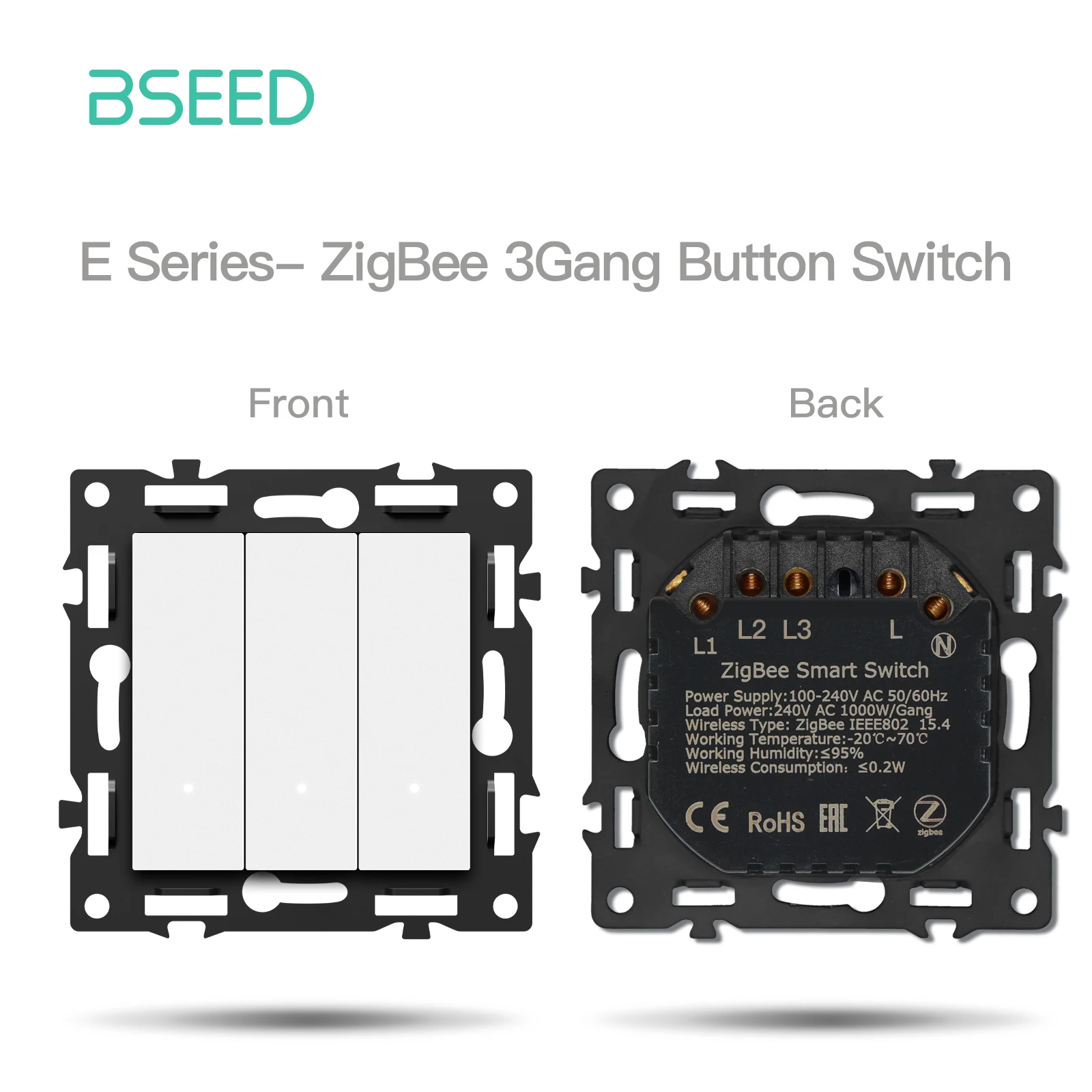 BSEED Zigbee Klikschakelaar Module Slimme Lichtschakelaar DIY Onderdeel met PC Plastic Frame Zigbee Socket Componenten voor Domotica