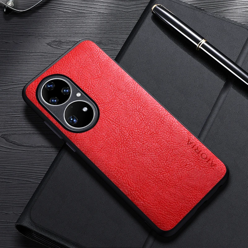 Case For Huawei P50 Pro Simple Design Luxury Leather Business Cover For Huawei P50 Pocket Case