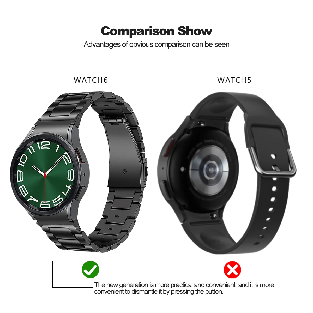 Pulseira de titânio para Samsung Galaxy Watch 6 Classic, sem lacunas, ajuste rápido, pulseira para relógio 5pro, pulseira, 45mm, 43mm, 47mm, 40mm, 44mm