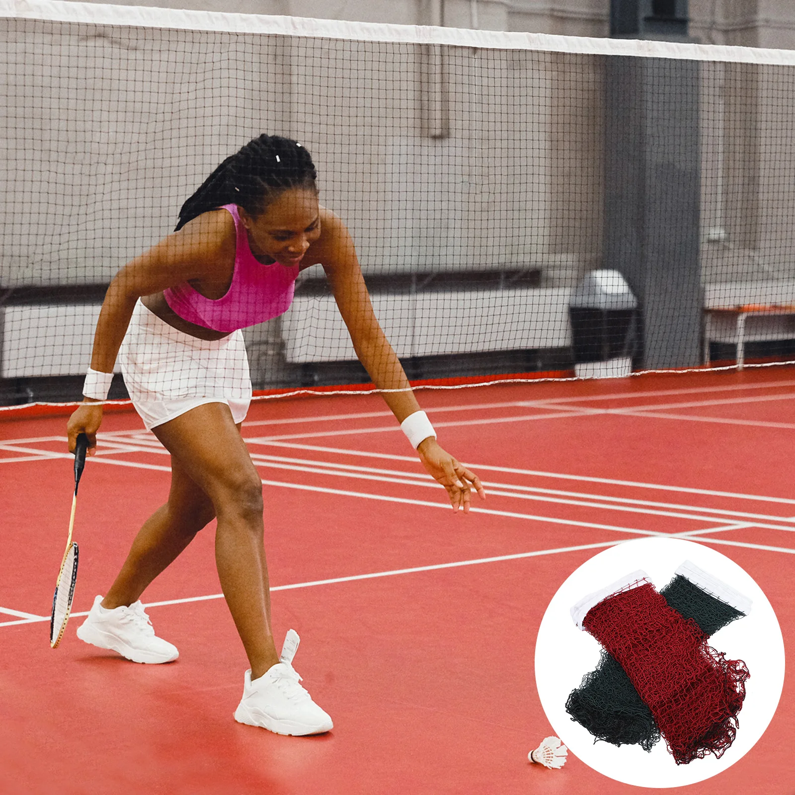 

2pcs Portable Foldable Badminton Net Set Lightweight Outdoor Volleyball Net for Training Equipment Sturdy Stable