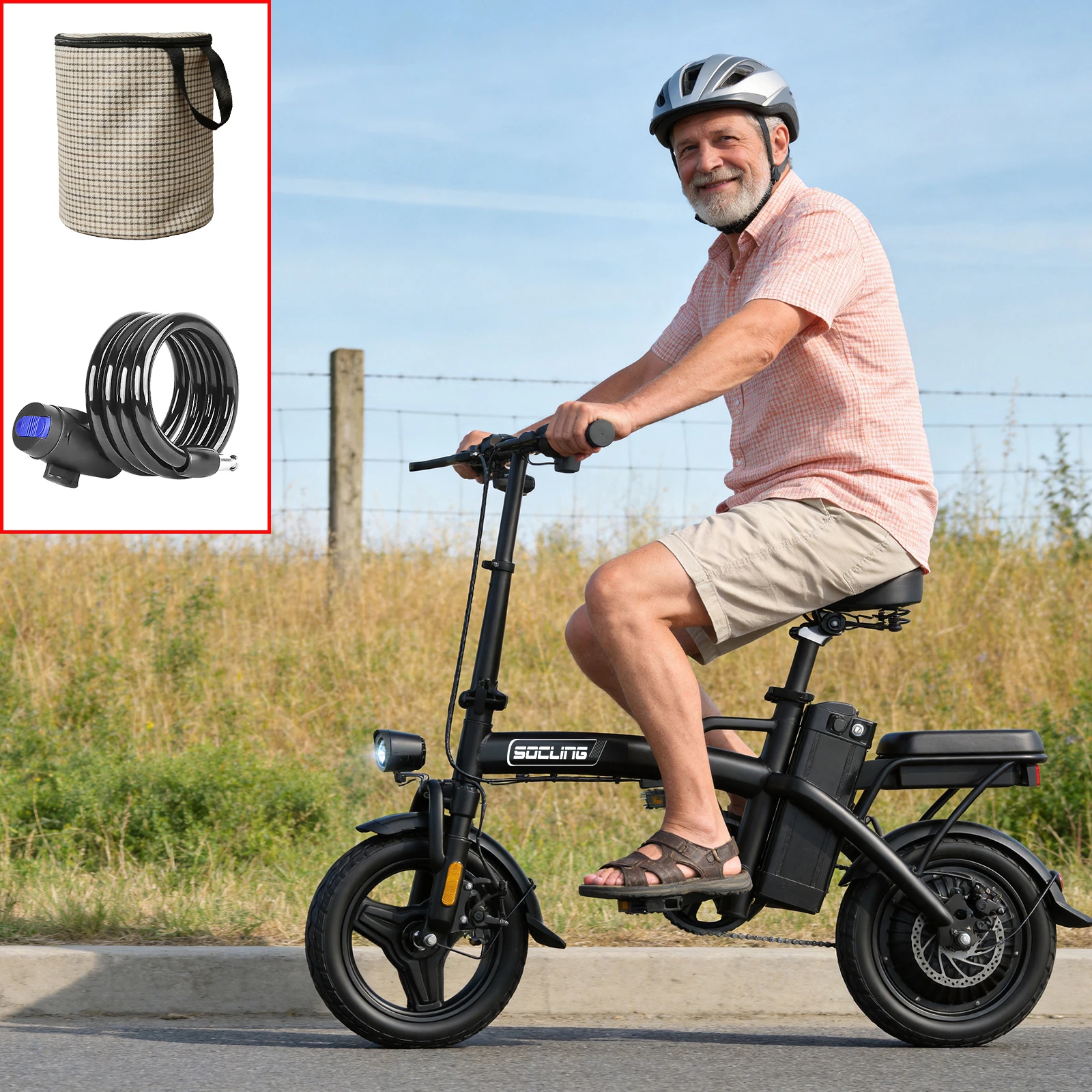 500W Electric Bicycles Ebike E-Bike For Adults, 3-Riding Modes, 14' Foldable Ebike, With Charger And Battery, MAX Speed 19.9 MPH, With A Basket And Lock, Durable And Lightweight Frame, Foldable Mini Ebike