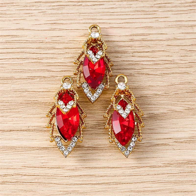 10 Stück 13 x 26 mm modische bunte Kristallbaum-Blatt-Charms-Anhänger für Schmuckherstellung, Halsketten, Ohrringe, Armbänder, DIY-Handwerk, Geschenk – Detail 3