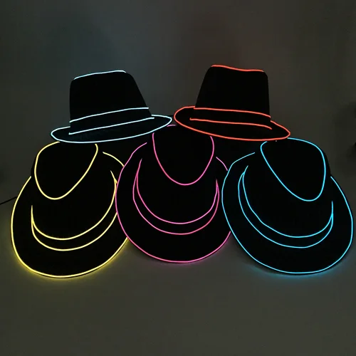 Imagen 2 del producto Sombrero y corbata iluminados para hombre, sombrero divertido luminoso Led, sombrero de copa brillante para club fluorescente, accesorios de espectáculo de danza, disfraces de actuaciones