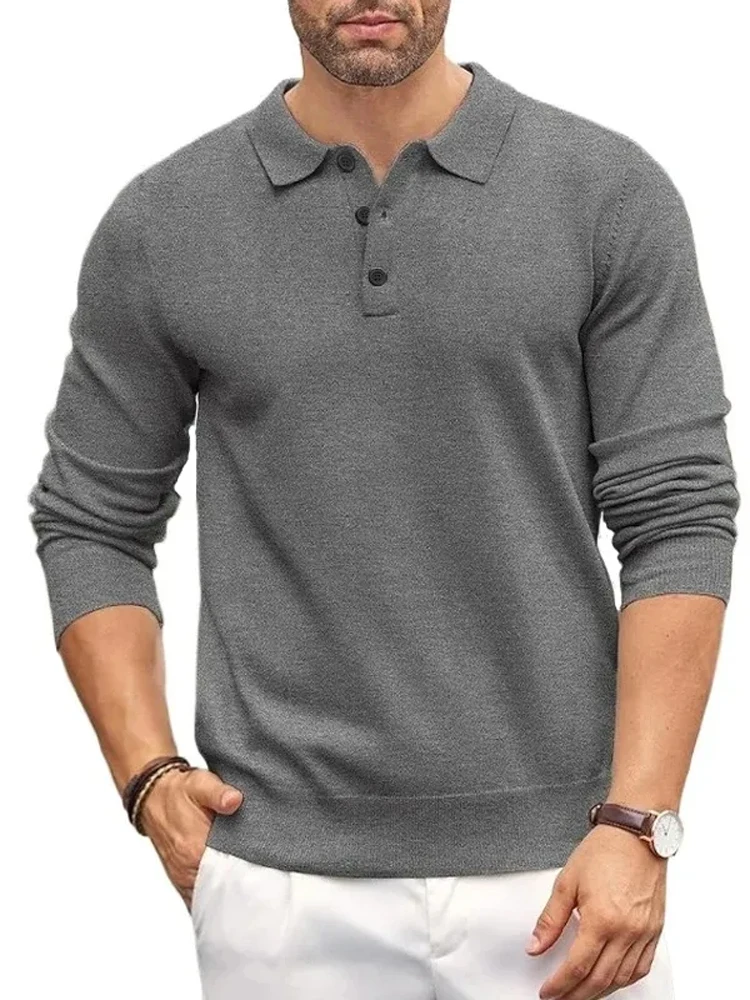 Animal Game Heren Poloshirts met knopen Slanke Mock Neck Shirt Gebreide polotruien Vrijetijdskleding Jumper Winter thermische trui - afbeelding 2