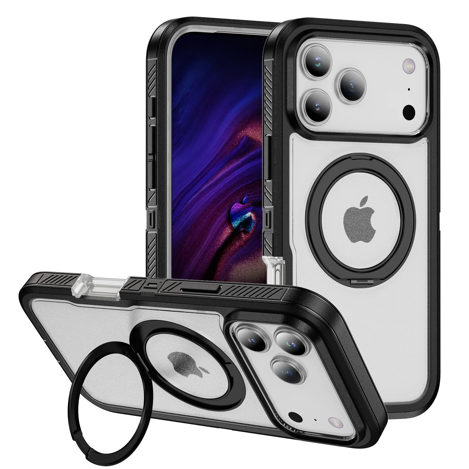 

Magnetic Gear Kickstand Ring Case For iPhone 17 16 15 14 13 12 Pro Max Sturdy Anti-fall Armor Shockproof Protection Cases