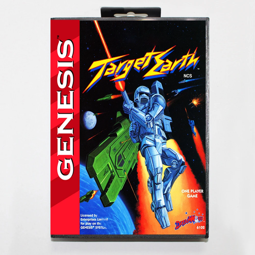 Target Earth MD Game Card with Custom US Box for 16 Bit Sega Megadrive Genesis Console