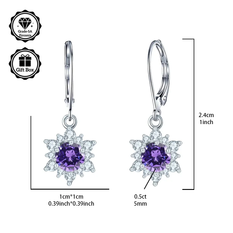 

LAMVOICE Jewelry for women, S925 sterling silver zirconia earrings, Christmas day gifts for her,j ewelry with gift box