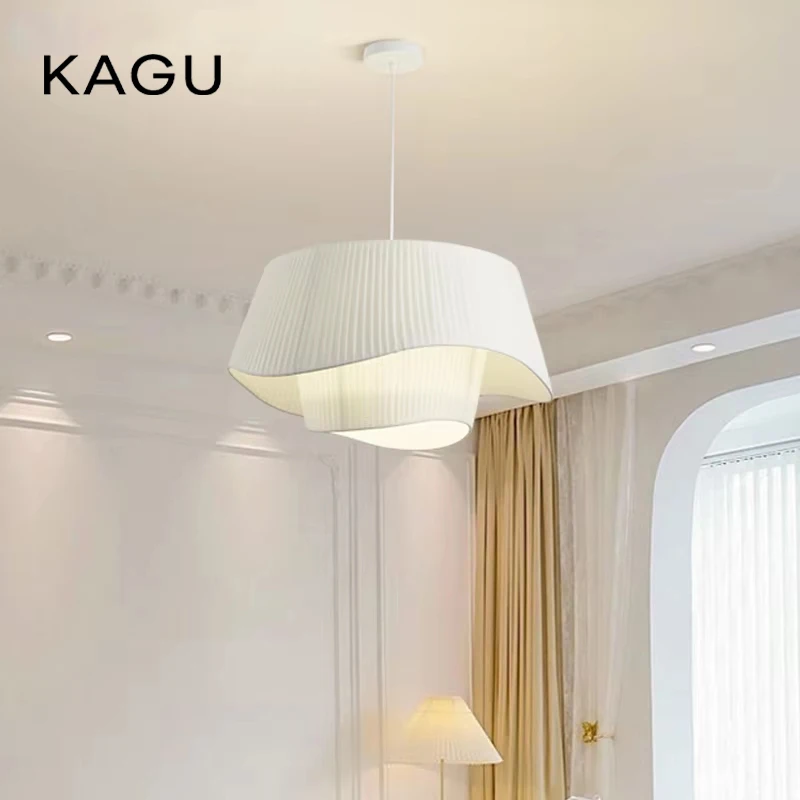 

KAGU Retro Nordic Fabric Chandelier Cream Pendant Light for Living Room, Bedroom & Dining, Romantic Ins Style Ceiling Lamp