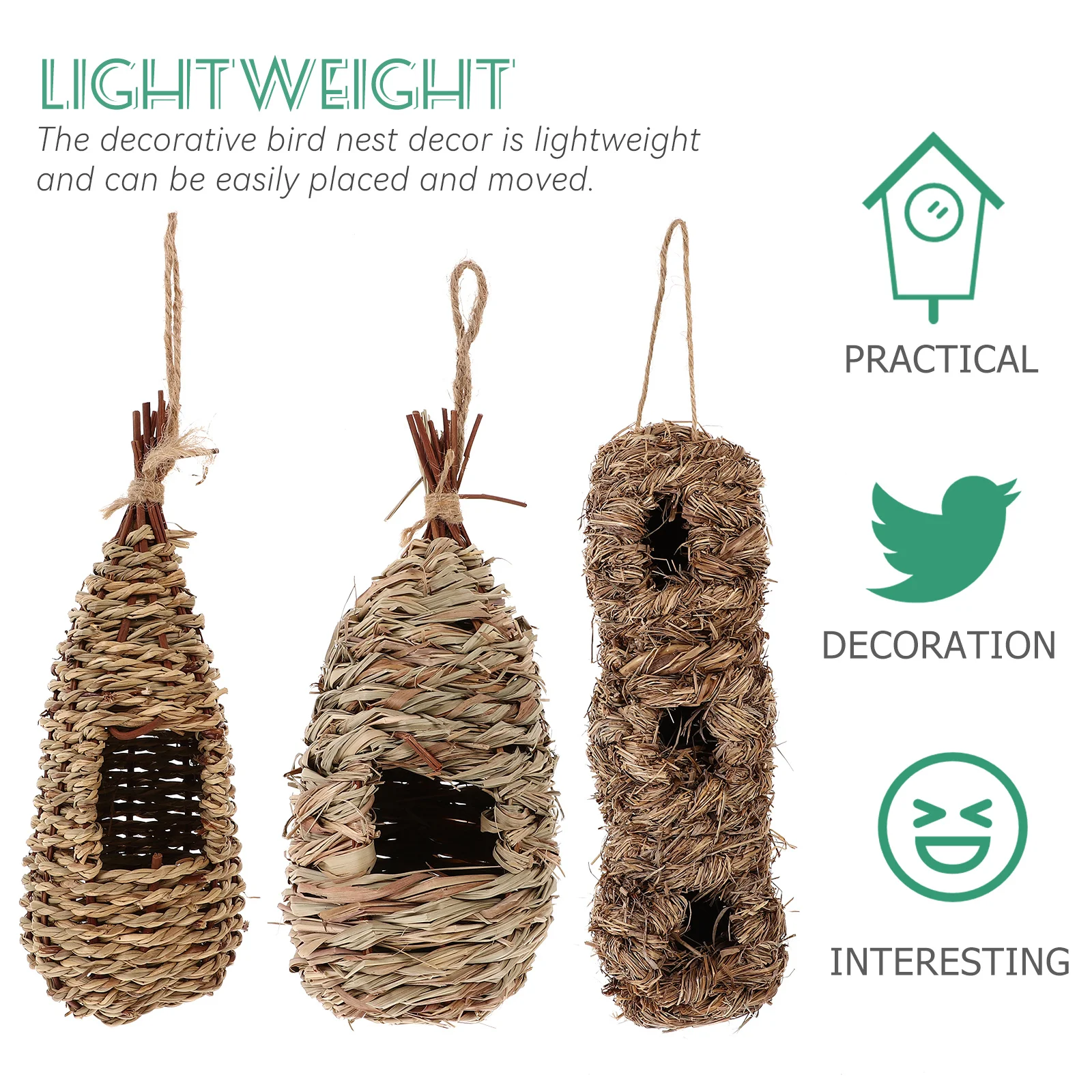 

3Pcs Hand Woven Bird Nest Natural Material Hanging Garden Decoration for DIY Micro Landscape Bird Nest Birds Hanging