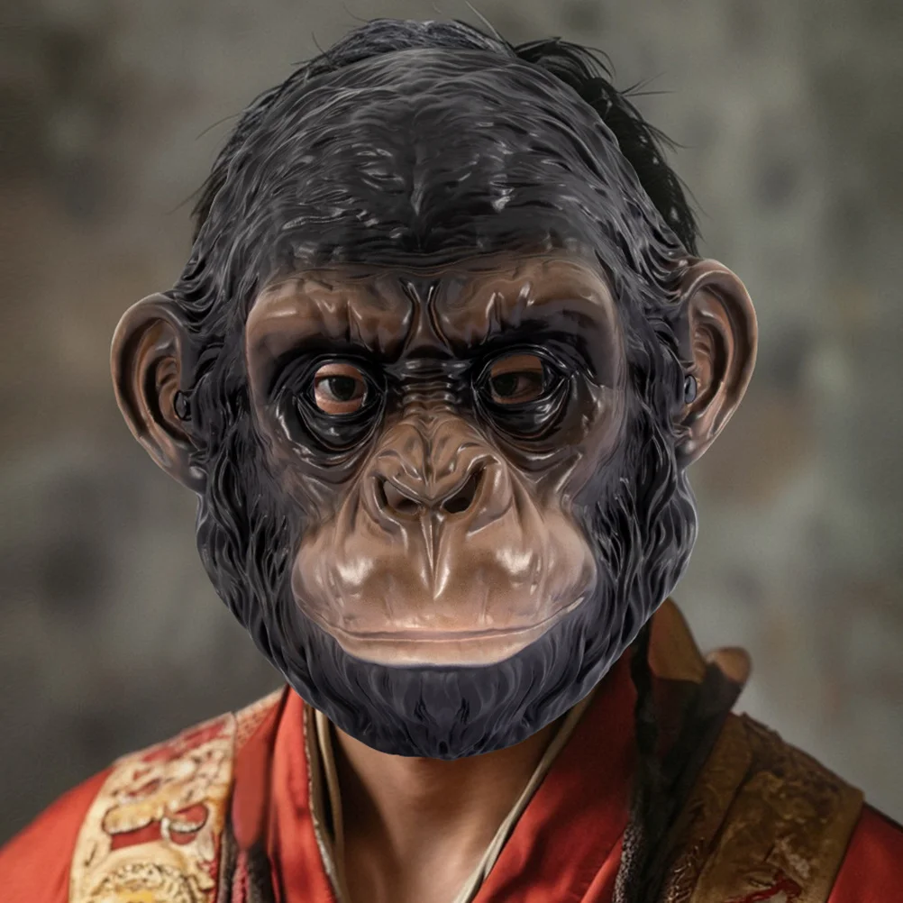 قناع غوريلا واقعي للبالغين، زي حفلة المهرجانات، تصميم حيوان مخيف، قناع تنكري لمناسبات الهالوين الخارجية #1