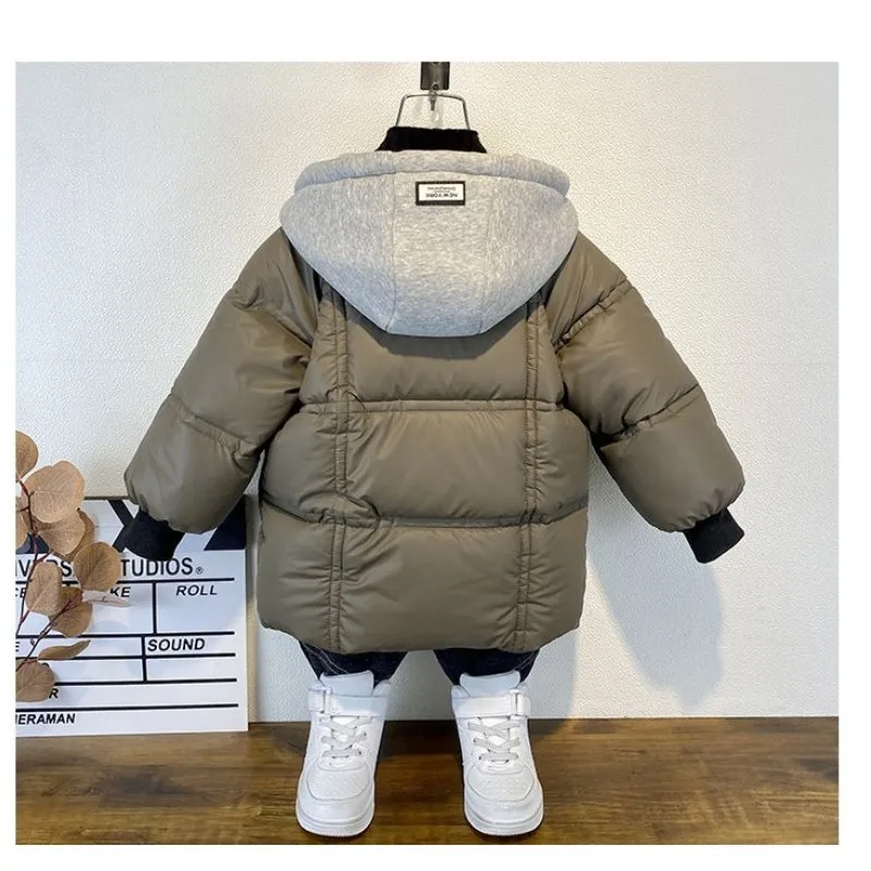 3 4 6 8 10 12  Years Big Boys Jacket Autumn Winter Thicken Warm Teenager Kids Jackets Fashion Long Style Zipper Hooded Boys Coat