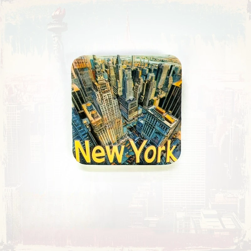 New York City Fridge Magnet - Retro Travel Souvenir Minimalist Urban Decor Premium Gift with Strong Magnet
