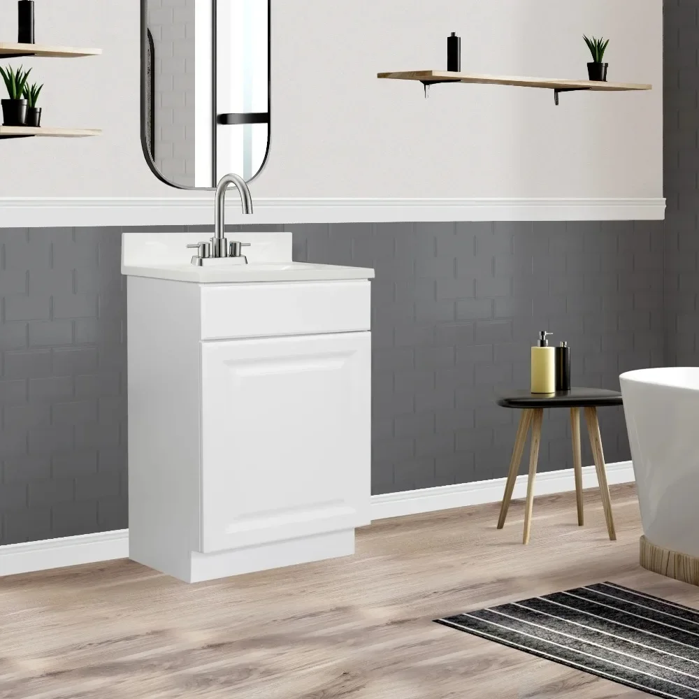 

Wyndham 19 Inch Bathroom Vanity with Top, Ready to Assemble, White