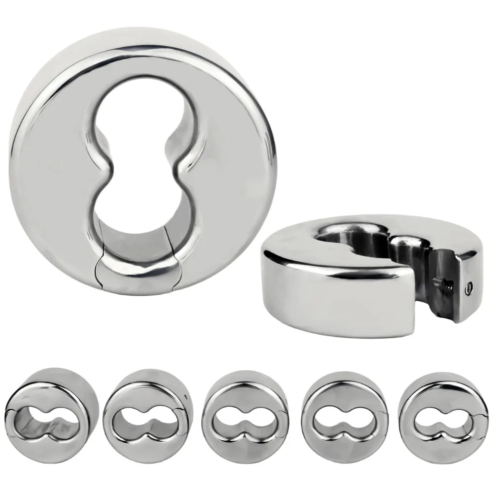Stainless Steel Ball Stretcher Weight Heavy Silver Penis Ring Scrotum Pendant Male Bondage Wearable Sex Toys for Men Gay