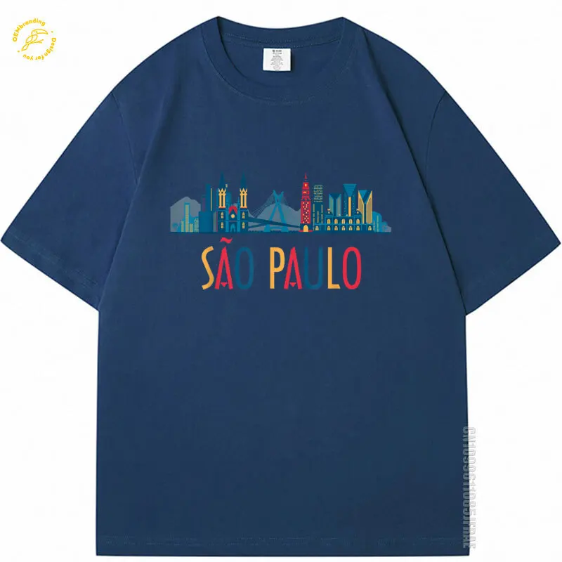 

2025 100% Cotton Man Tshirt Sao Paulo Brazil Skyline Brazil Souvenir Gift Oversized T-Shirt Short Sleeve T-Shirts Лонгслив Топы