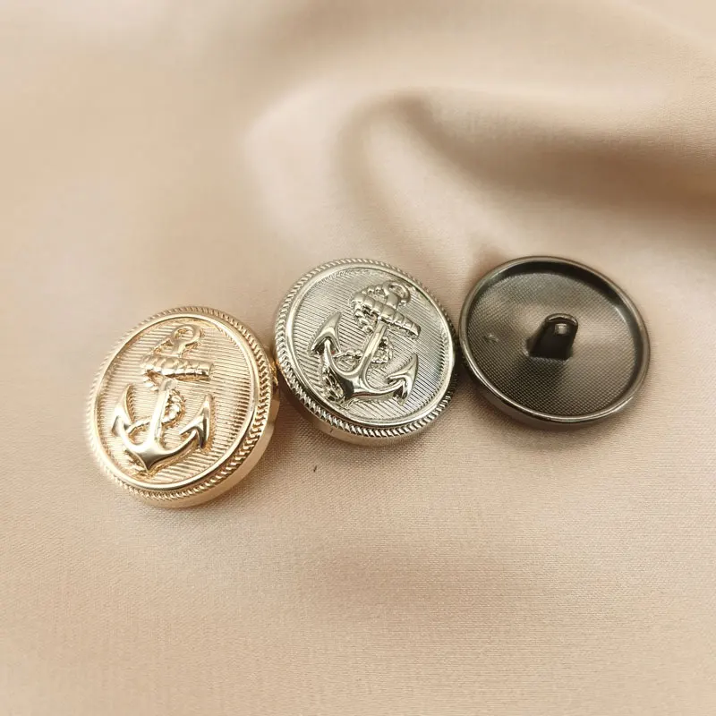Vintage-Anker-Metallknöpfe für Kleidung, Jacken, Hemden – 15/20/25 mm (10 Stück), modische Nähknöpfe in Schwarz, Silber, Gold – Detail 2