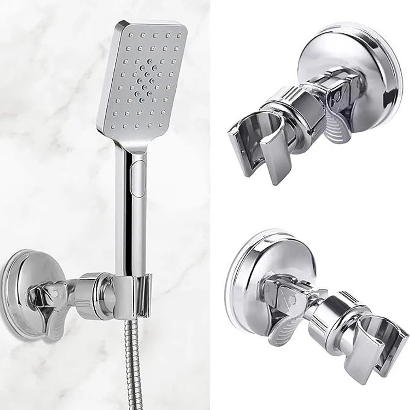 1PC Adjustable Electroplate Shower Rack Suction Cup Type Lotus Canopy Bracket Handheld Shower Head Bathroom Nozzle Fixed Base