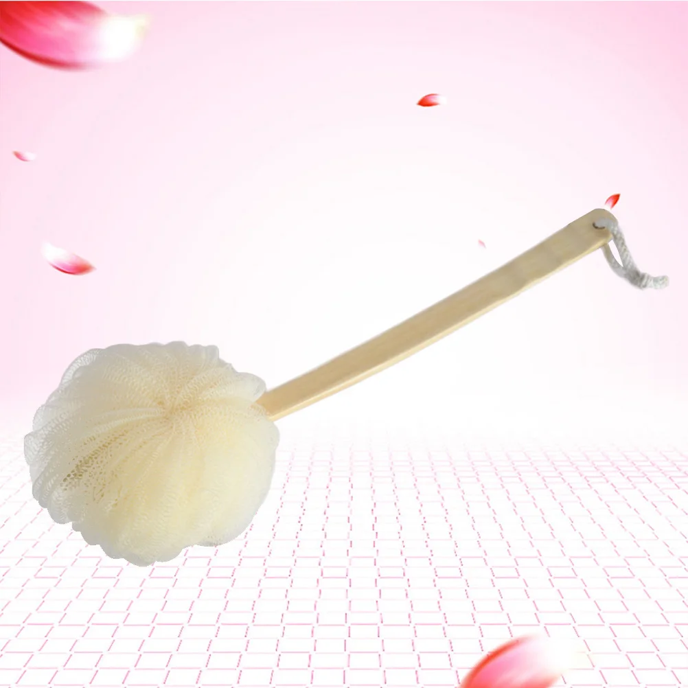 

Wooden Long Handle Bath Exfoliating Shower Body Brush Scrubber Bath Sponge Shower Ball Healthy Skin Gentle