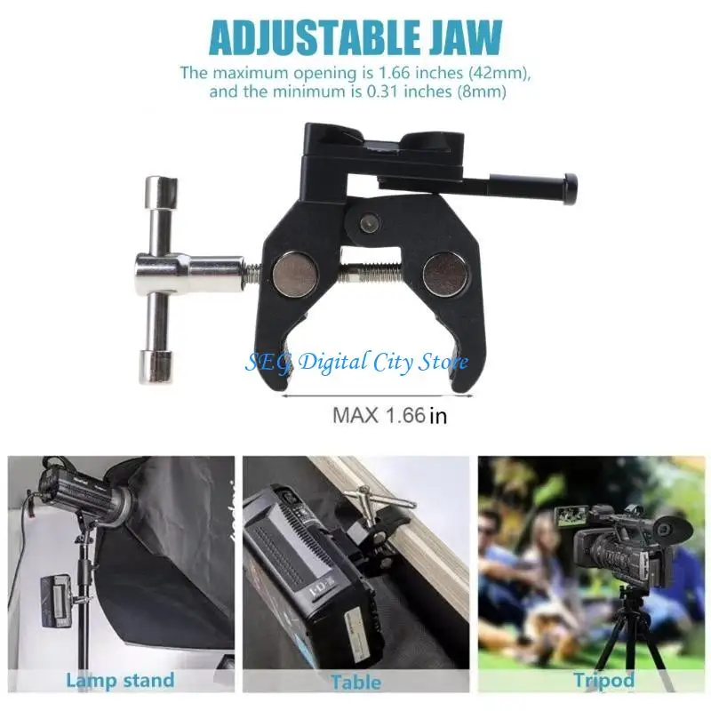 

U75B Aluminum V Bracket Clip with Claw Pliers for Camera Tripod Accessories