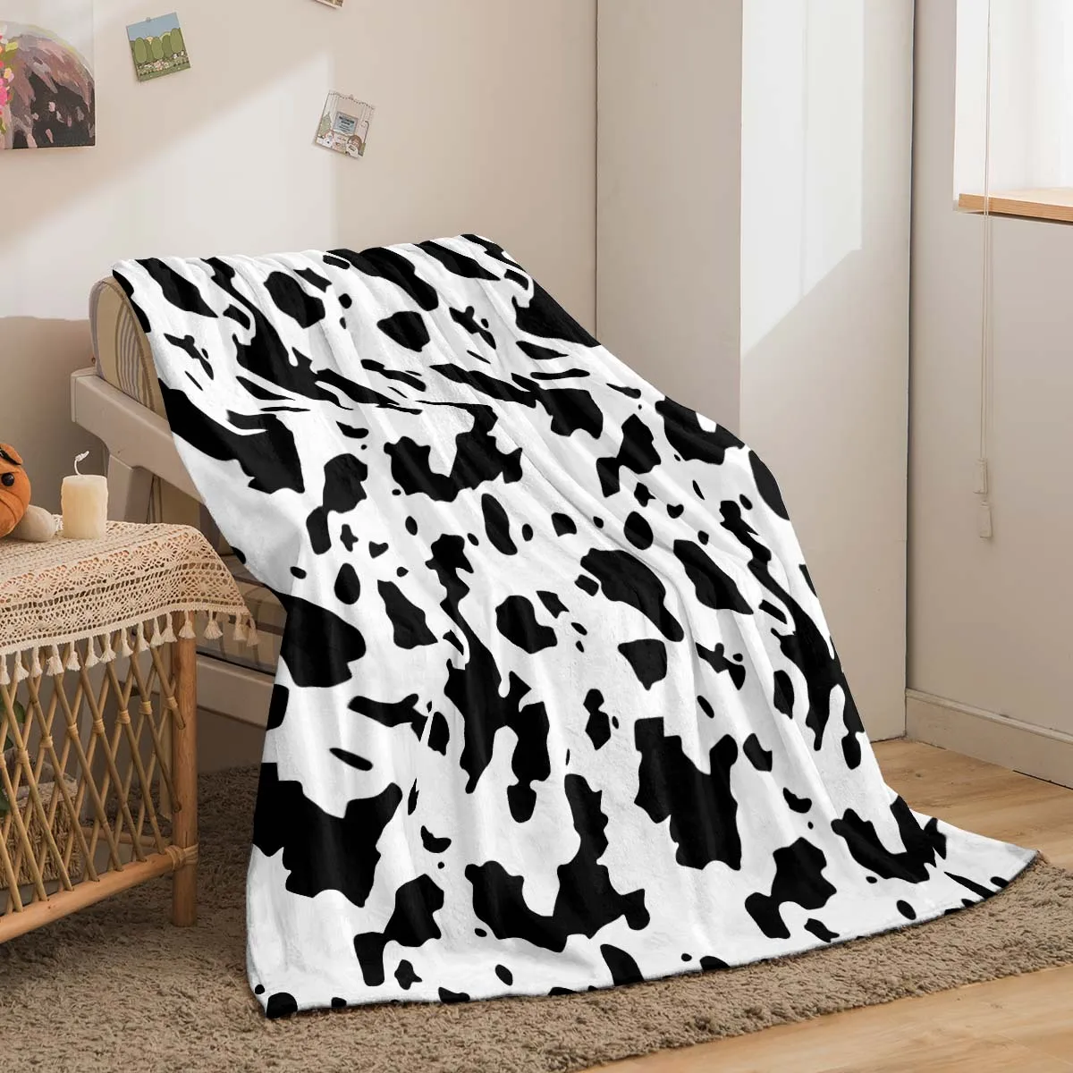 Cow pattern double-sided printing flannel blanket office nap blanket air conditioning blanket living room sofa set blanket