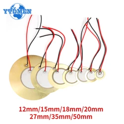 10/20pcs Piezoelectric Ceramic Wafer Plates with Wire, Diameter 12MM 15MM 18MM 20MM 27MM 35MM 50MM Copper Buzzer Loudspeaker