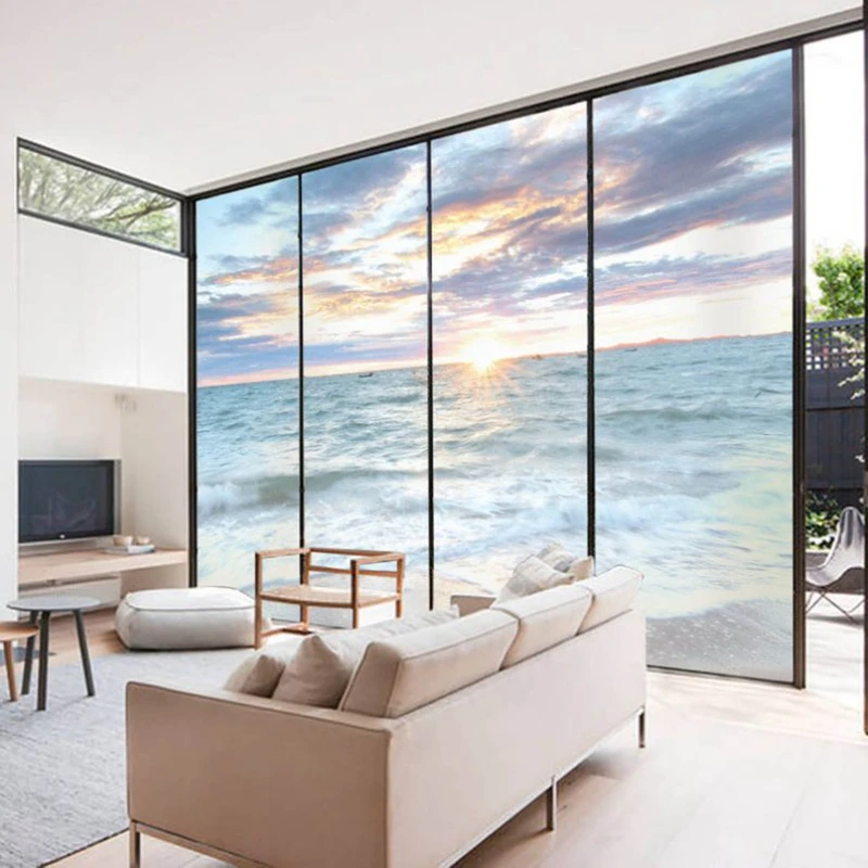 Sea View Glass Film 3D Privacy Window Film adesivo opaco Window Decro pellicola di vetro autoadesiva Window Tint