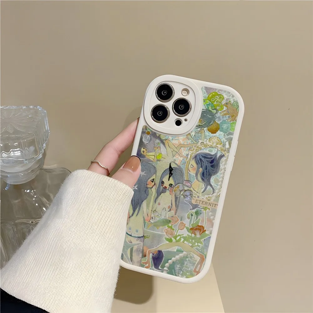 Aya takano telefon hülle lammfell für iphone 15 pro 14 11 13 12 mini x xr xs max 7 8 puls se silikon abdeckung