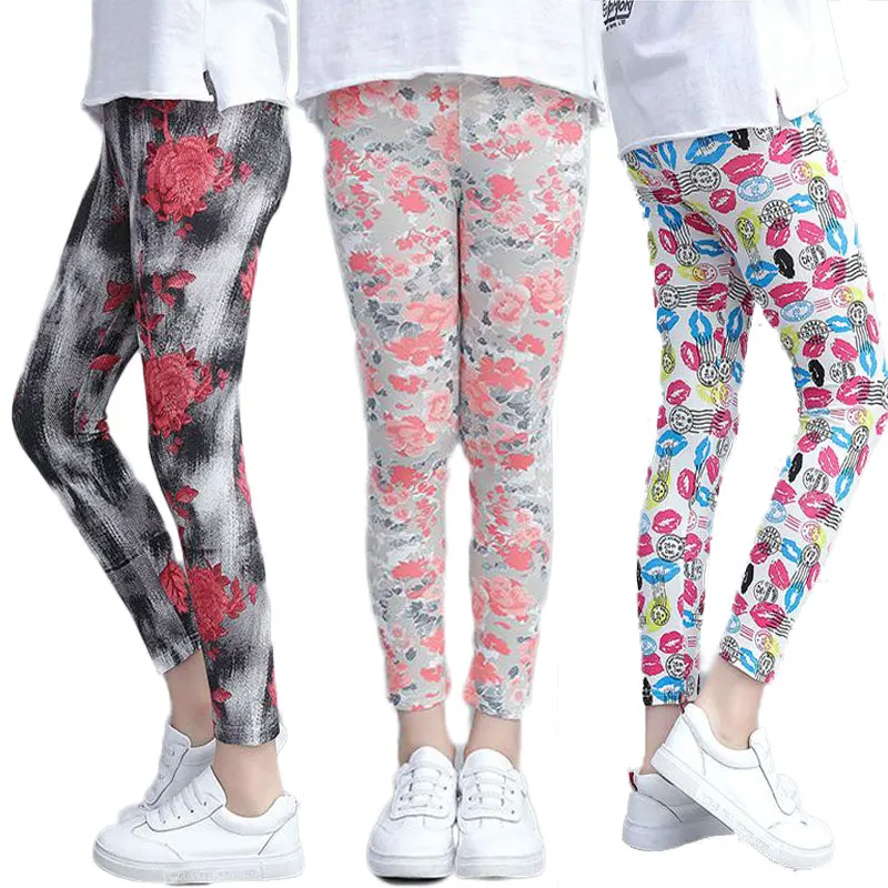 

Summer Girls Leggings Flower Children Pants Model Leggings For Kids Teenager Trousers Slim Baby Leggins Clothing