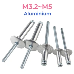 Aluminium Extra Large Flange Head Pop Rivets M3.2 M4 M5 Large Cap Leaf Bolt Dropper Self-plugging Rivet Lenght 6.4mm~35mm